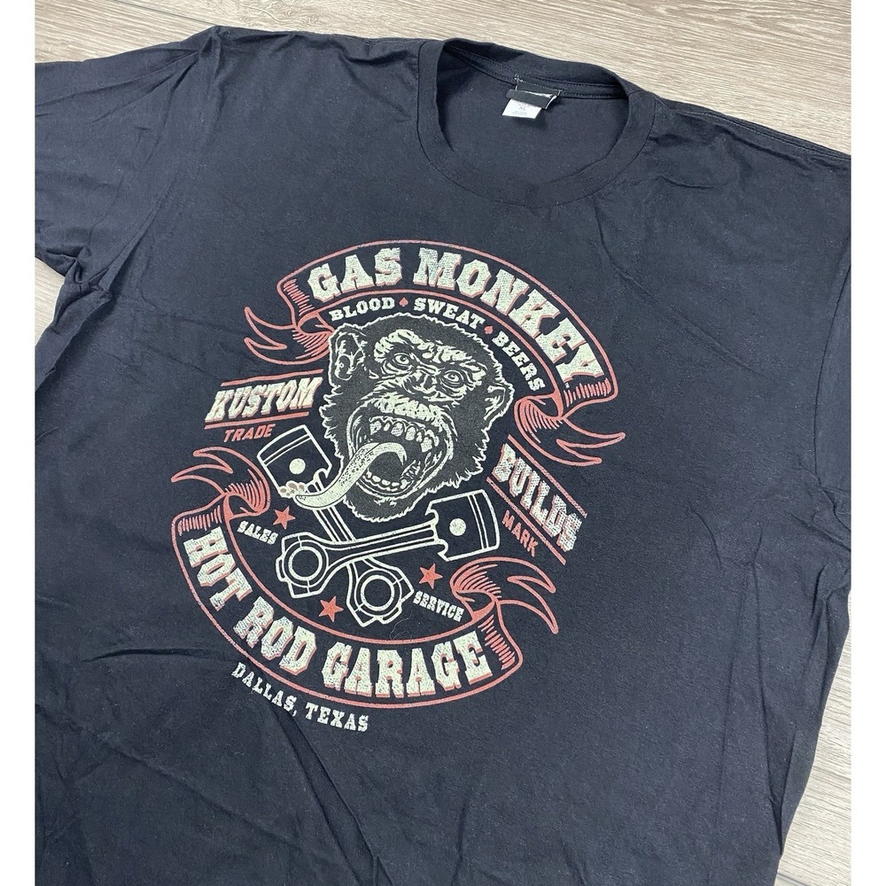 Gas Monkey Garage Men's Logo Merch Graphic T Shirt Black Size XL